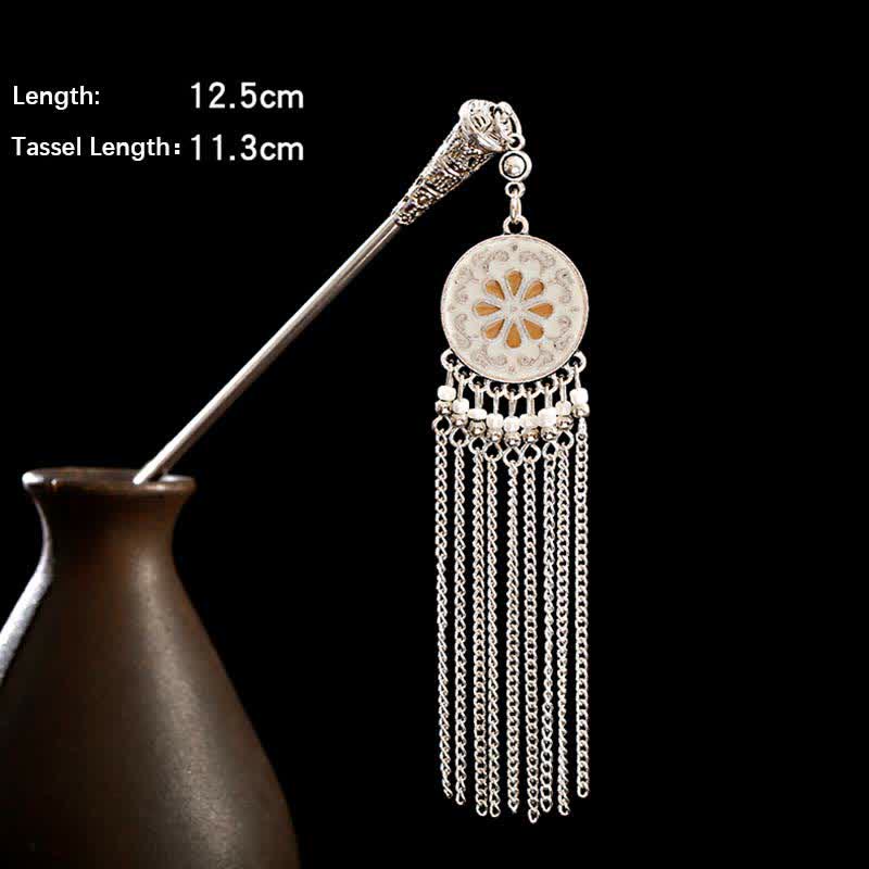 Flowers variant size detail, 12.5cm length with 11.3cm tassel