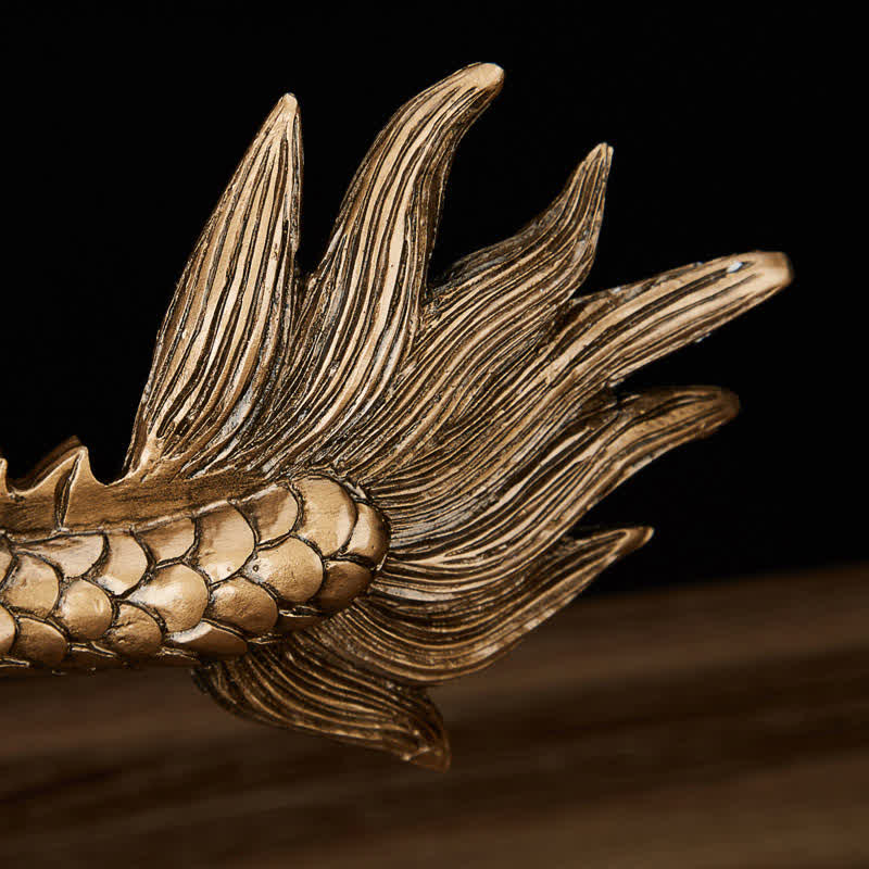 Dragon Decoration Detail - flame tail fin close-up black, textured, dynamic, fierce