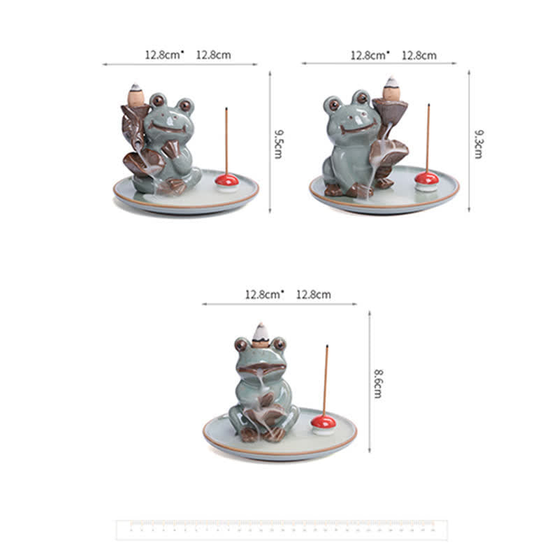 Meditation Frog Ceramic Lotus Incense Burner | Tranquility