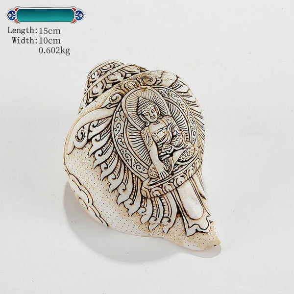 Engraved Shankha Wealth Conch – macro of engraving lines and depth variation, master artisan precision