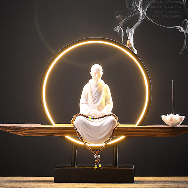 Buddha Avalokitesvara Ceramic Lotus Relaxation Incense Burner – Harmonious lotus Buddha holder, relaxation home zen gift