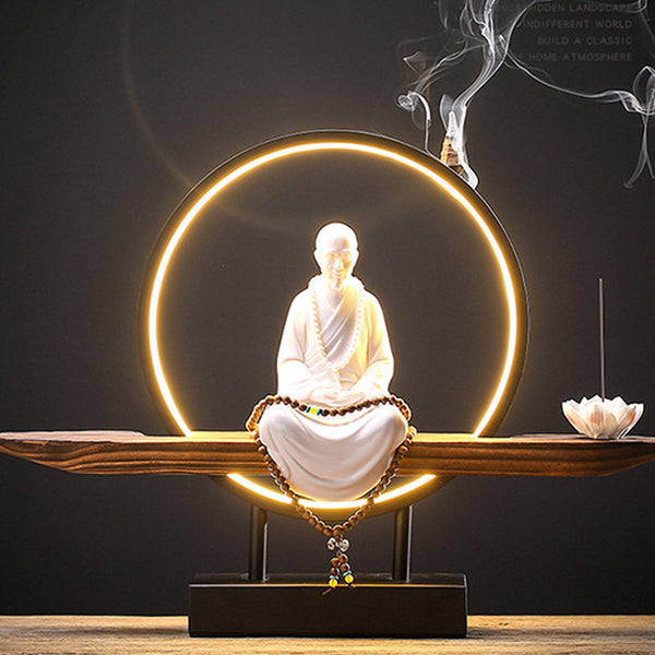 Buddha Avalokitesvara Ceramic Lotus Relaxation Incense Burner – Harmonious lotus Buddha holder, relaxation home zen gift
