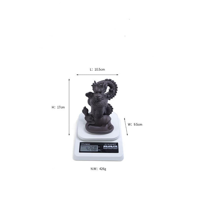Purple Clay Incense Burner - Detail of lotus base decoration, Buddha statue burner