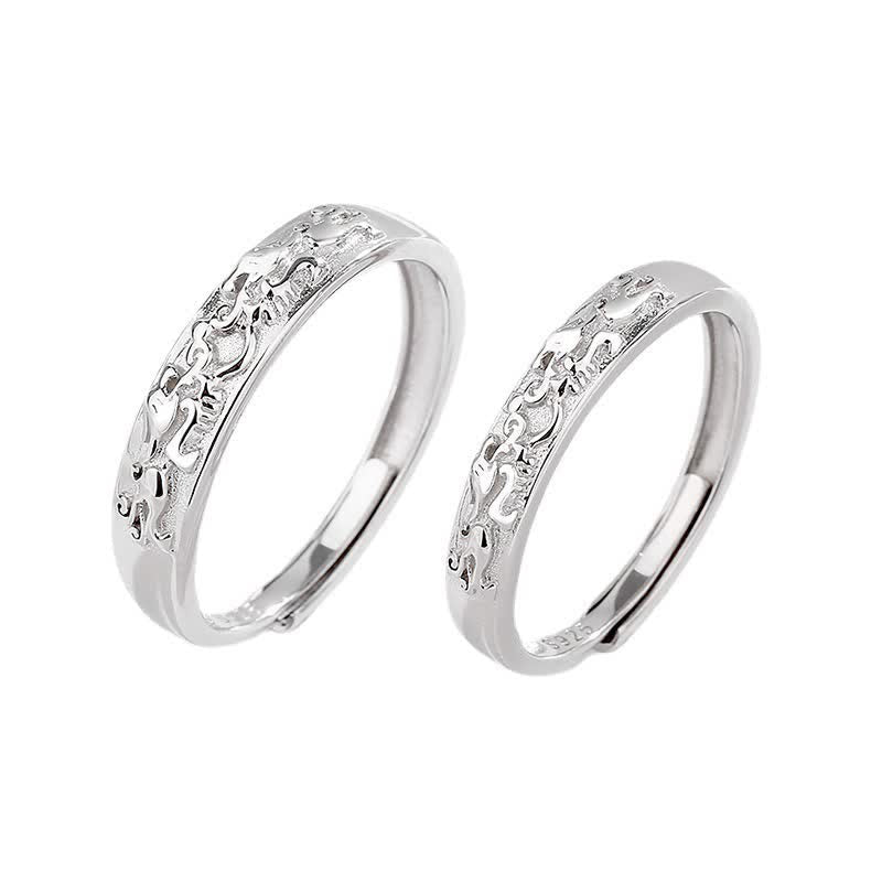 925 Sterling Silver PiXiu Couple Ring – two rings side by side isolated on white, matching couple set, prosperity talisman