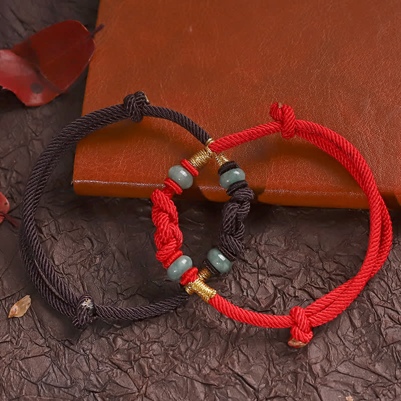 Red String Jade Fortune Knot Braided Couple Bracelet, image 9, healing bracelet