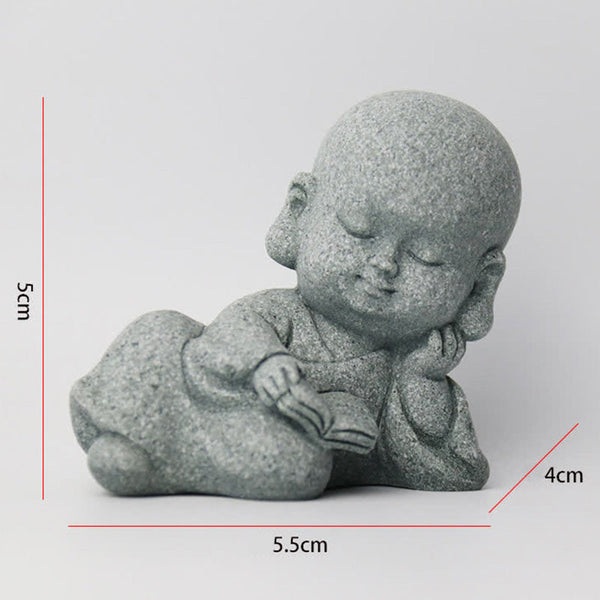 Meditation Monk Statue - Reading monk figurine with size dimensions 5cm by 5.5cm detail