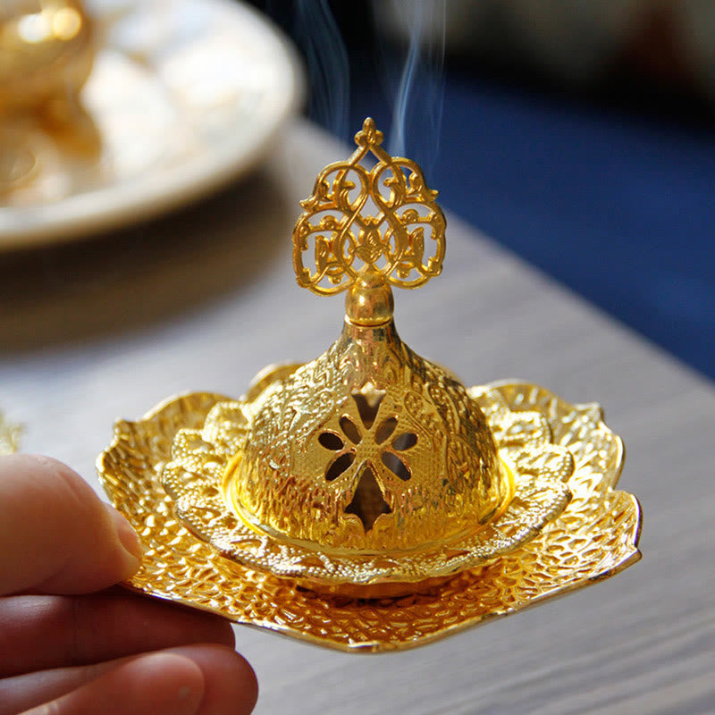 Gold Leaf Coaster Mini Alloy Incense Burner Zweitbild