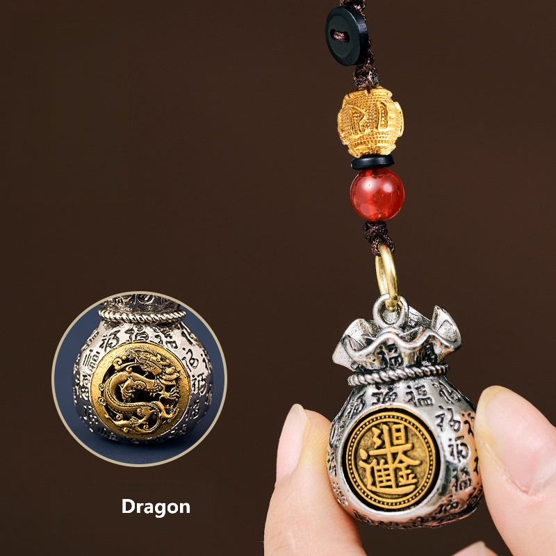 12 Zodiac Rotating Wealth Bag Keychain – Dragon, image 5, lucky charm