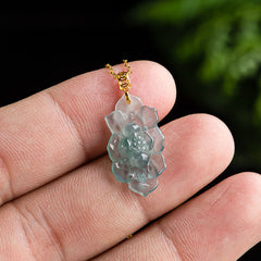 Natural Jade Lotus Prosperity Necklace Pendant | Abundance