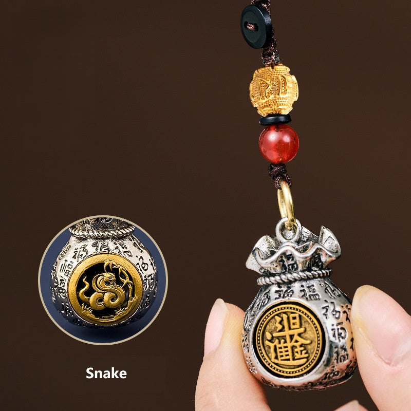 12 Zodiac Rotating Wealth Bag Keychain – Snake, image 6, lucky charm