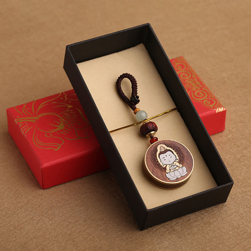 Ebony Avalokitesvara Keychain – paired with red string bracelet, traditional Chinese blessing combo