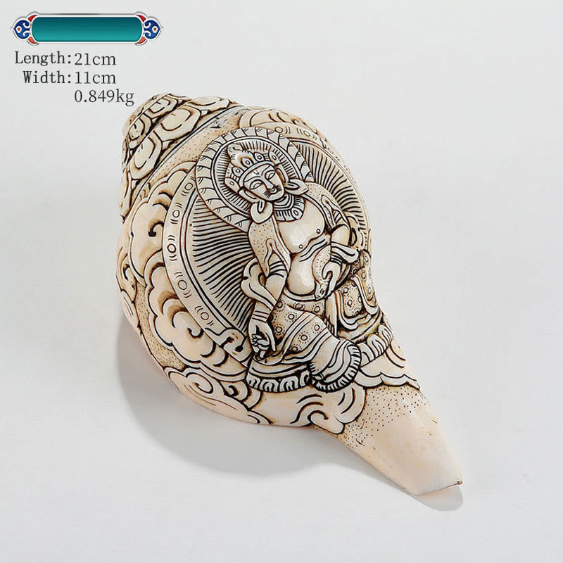 Engraved Shankha Wealth Conch – packaged with red envelope and fu character, Spring Festival gift set