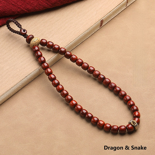 Natural Sandalwood Zodiac Buddha Keychain – Long Chain / Dragon & Snake, image 4, lucky charm
