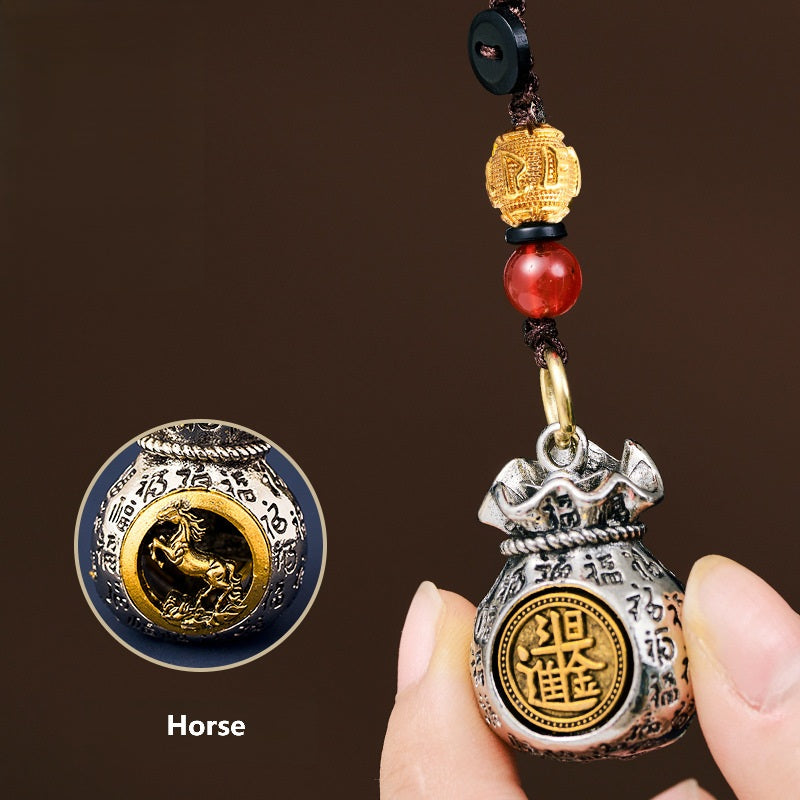 12 Zodiac Rotating Wealth Bag Keychain – Horse, image 7, lucky charm