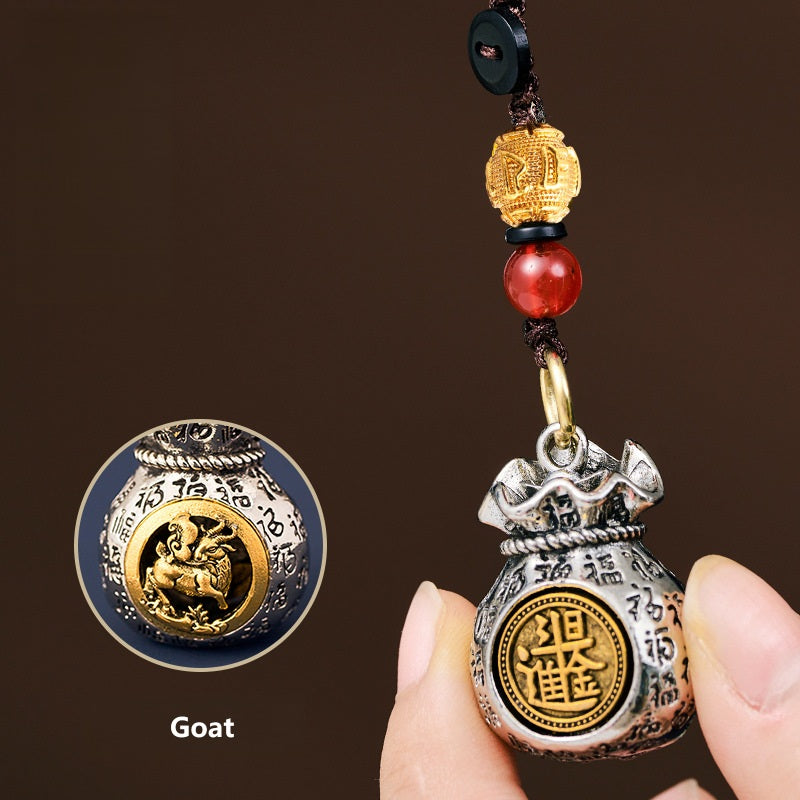 12 Zodiac Rotating Wealth Bag Keychain – Goat, image 8, lucky charm