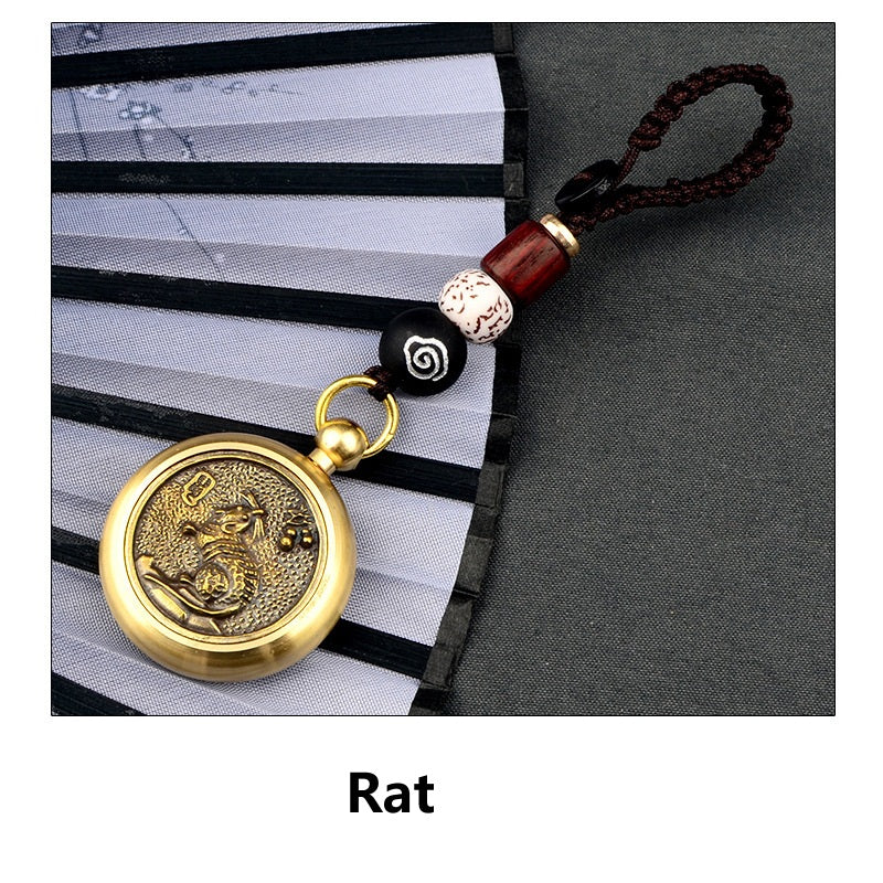 Lucky Brass Zodiac Keychain – RAT, image 1, lucky charm