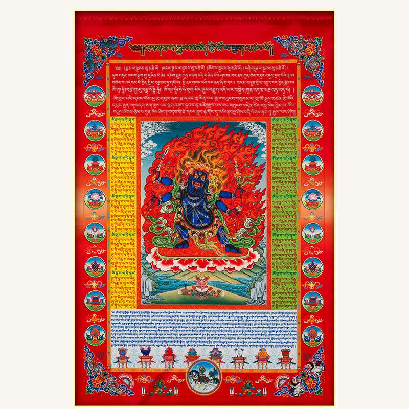 Tibetan Windhorse 10-Color Prayer Flag – placed on wooden shelf, zen living room decoration