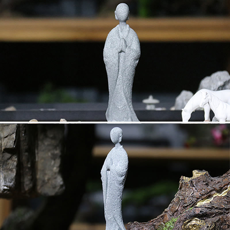 Meditation Buddha Monk Serenity Home Decoration – Detailed meditation sage with gentle smile, peaceful altar decoration