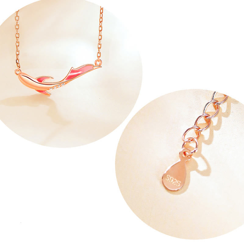925 Sterling Silver Koi Fish Zircon Luck Prosperity Necklace – zircon stones, sparkling koi