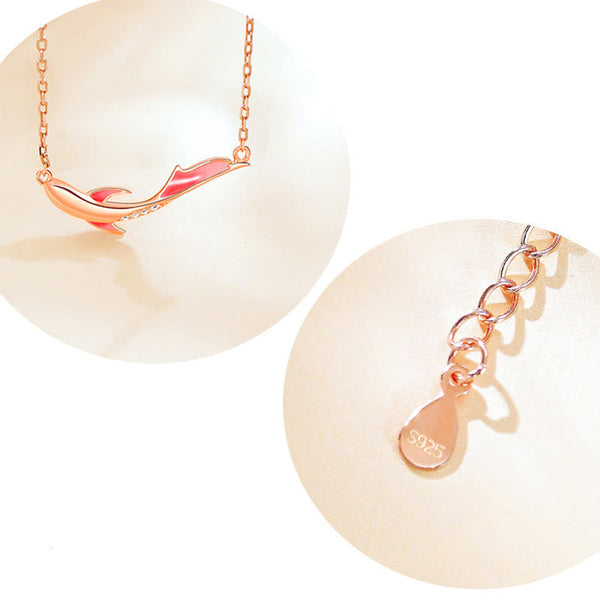 925 Sterling Silver Koi Fish Zircon Luck Prosperity Necklace – zircon stones, sparkling koi