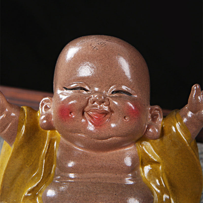 Color Changing Laughing Buddha Tea Pet – Smooth glossy resin finish, zen tea room decoration