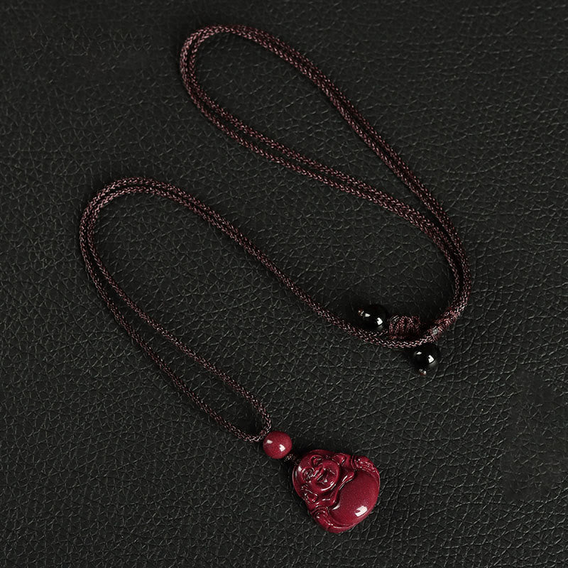 Laughing Buddha Cinnabar Necklace Key Chain Phone Hanging Decoration – Laughing Buddha keychain charm, good fortune accessory