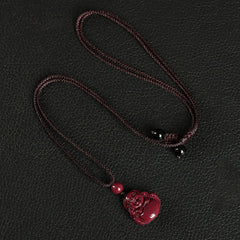 Laughing Buddha Cinnabar Necklace Key Chain Phone Hanging Decoration – Laughing Buddha keychain charm, good fortune accessory