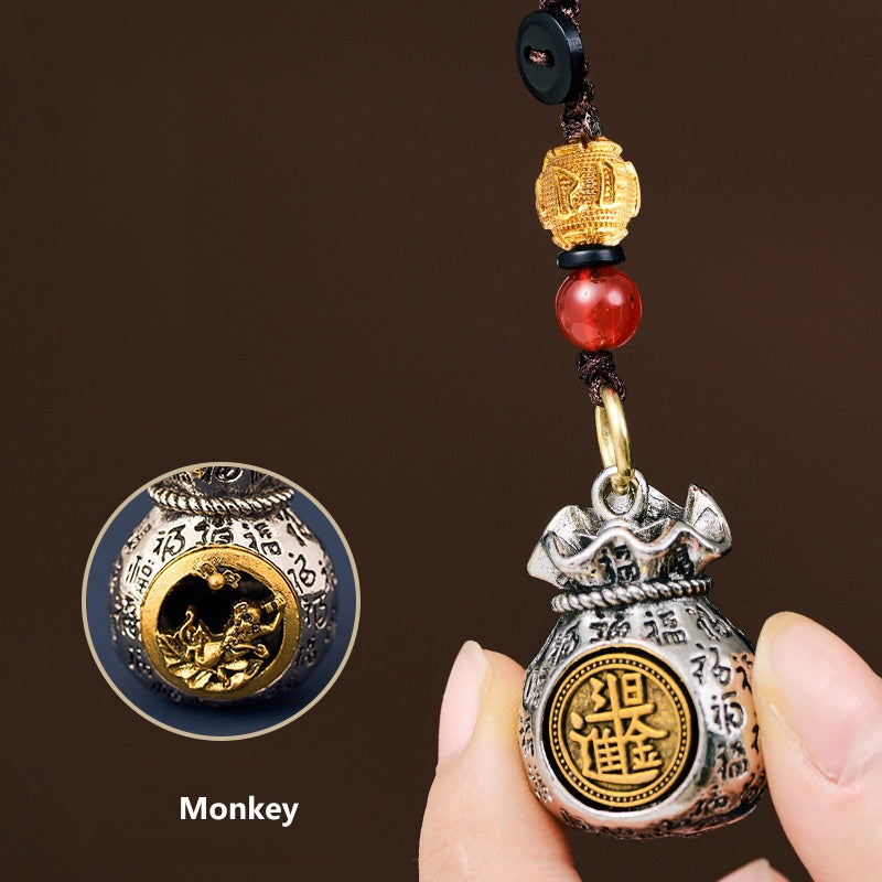 12 Zodiac Rotating Wealth Bag Keychain – Monkey, image 9, lucky charm