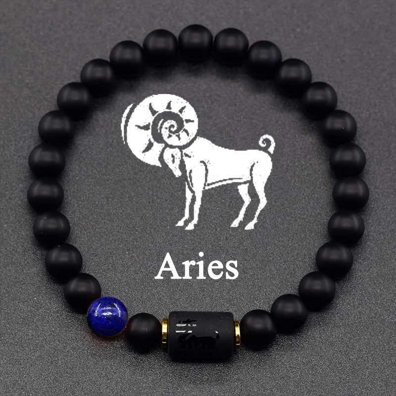 Zodiac Sign Bracelet – Aries with blue lapis accent and gold spacer charm, astrology gift