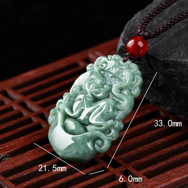 Jade Zodiac Prosperity Necklace – Monkey pendant size 33mm annotation, craftsmanship