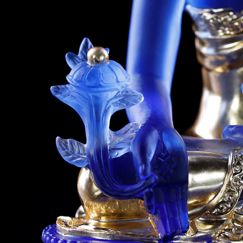 Medicine Buddha Liuli Crystal Statue Handmade Home Office Decoration – red liuli Medicine Buddha, vitality strength healing c