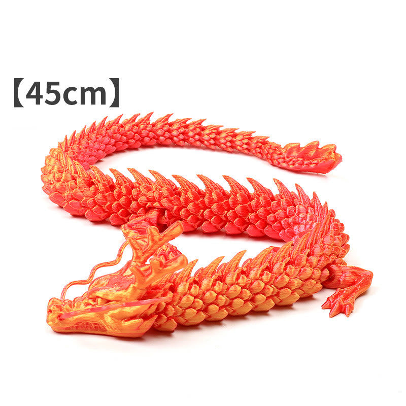 Feng Shui 3D Dragon - Golden-yellow to red gradient 45cm dragon with silk filament finish, prosperity
