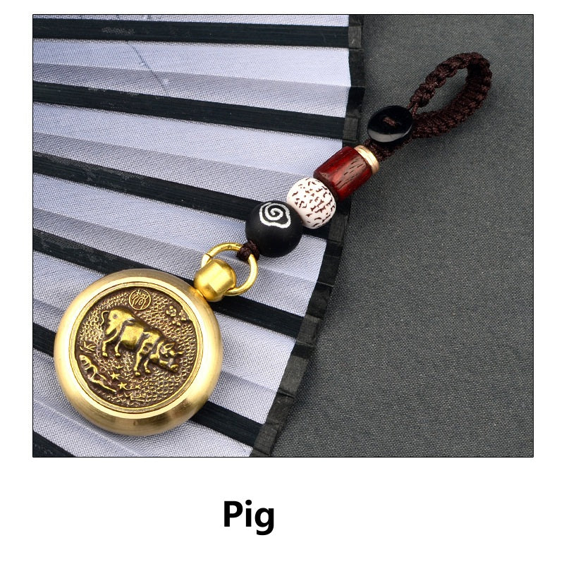 Lucky Brass Zodiac Keychain, image 12, lucky charm