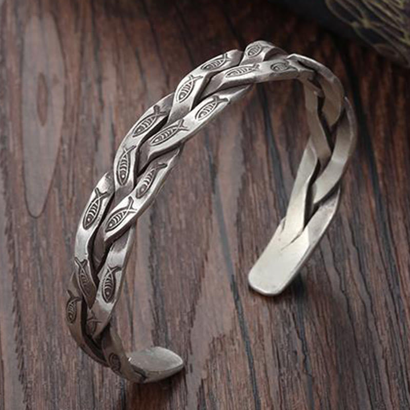 Koi Fish Twisted Cuff Bracelet – inner surface, smooth polished copper finish