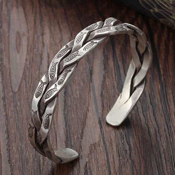 Koi Fish Twisted Cuff Bracelet – inner surface, smooth polished copper finish