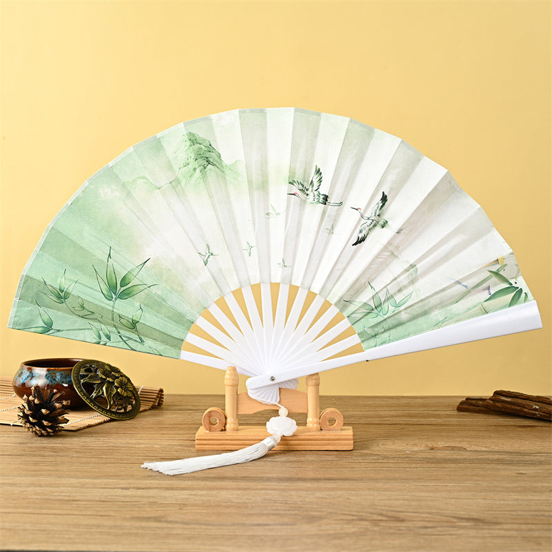 Chinese Folding Fan – Bamboo handle and rivet detail of Chinese folding fan, hand fan