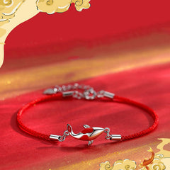 Gold Plated Koi Bracelet - Back view of flat fish charm, 999 gold amulet bracelet