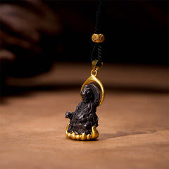 Tibetan Yellow Jambhala Wealth Necklace – Warm golden yellow enamel, spiritual abundance accessory