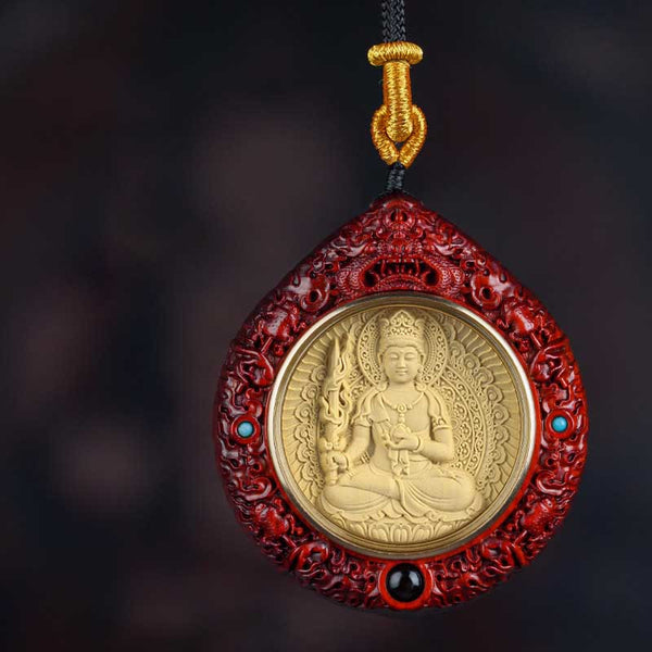 Zodiac Buddha Sandalwood Necklace – Buddha pendant on black velvet, dramatic jewelry photography