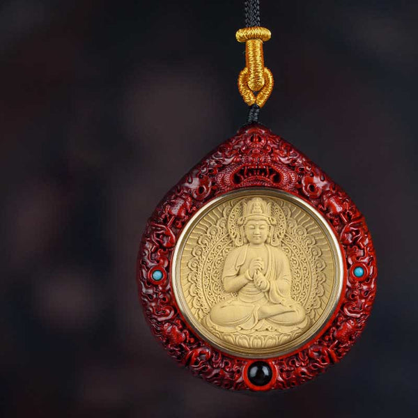 Zodiac Buddha Sandalwood Necklace – ebony and sandalwood two-tone strand pattern, alternating beads