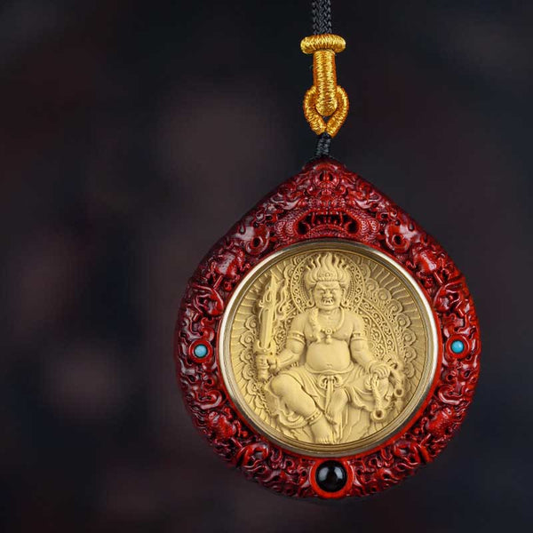 Zodiac Buddha Sandalwood Necklace – gift box with red silk lining and wooden beads, auspicious present