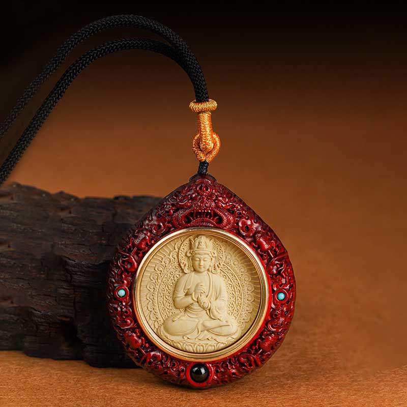 Zodiac Buddha Sandalwood Necklace – knotting between beads close-up, traditional cord craftsmanship