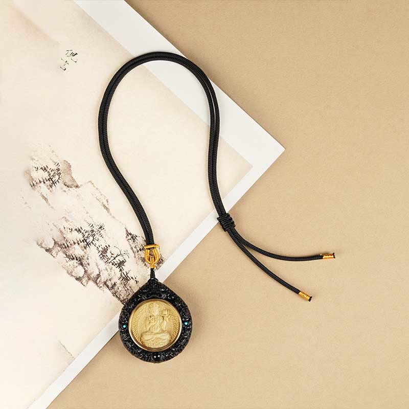 Zodiac Buddha Sandalwood Necklace – multiple zodiac pendants arranged by animal year, full collection