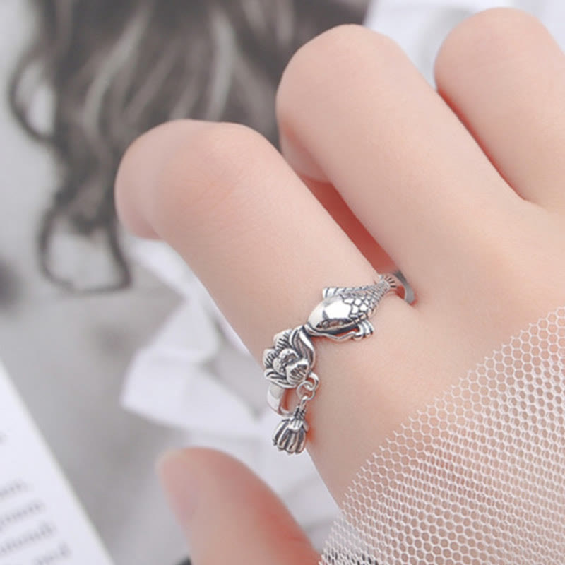 925 Silver Koi Lotus Ring – Ring in elegant gift box with soft interior, koi success present
