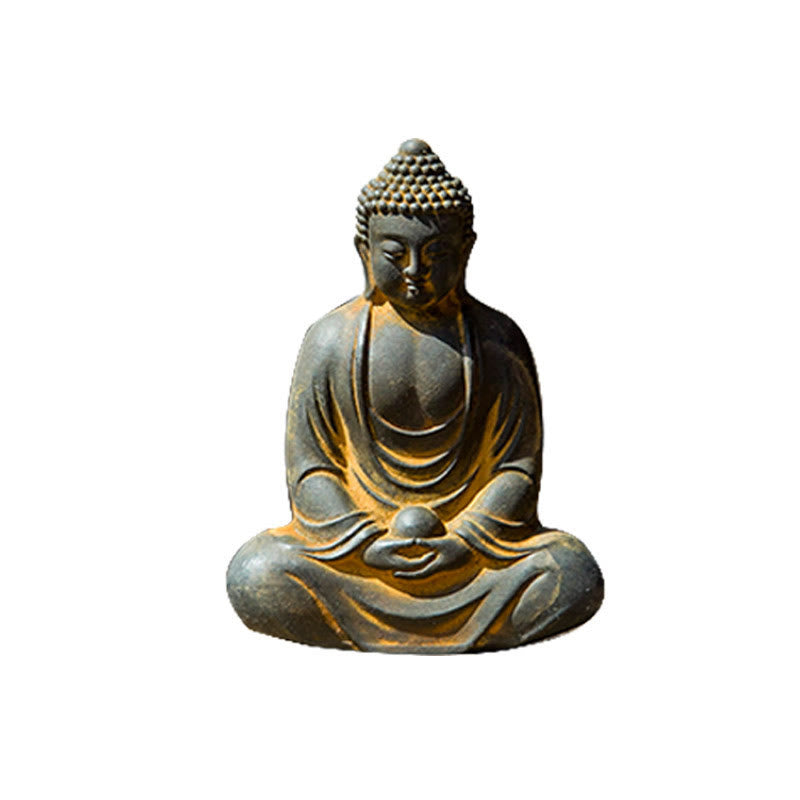 Tibetan Meditating Buddha Statue – back view robe drape sculpture art, tibetan buddha resin craft