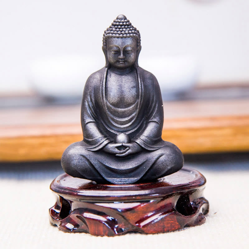 Tibetan Meditating Buddha Statue – nature altar decorative arrangement, tibetan buddha plant shelf decor