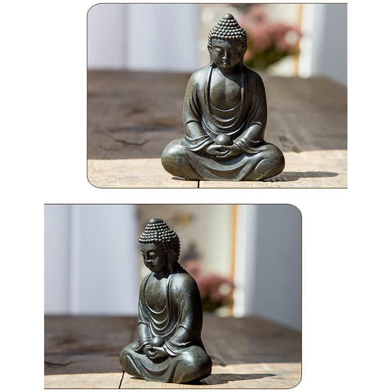 Tibetan Meditating Buddha Statue – artisan tibetan resin craft detail, handcrafted buddha sculpture