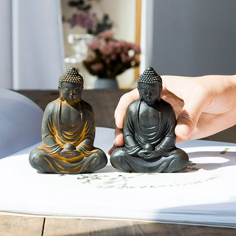 Tibetan Meditating Buddha Statue – three-quarter buddha statue angle, detailed tibetan sculpture view