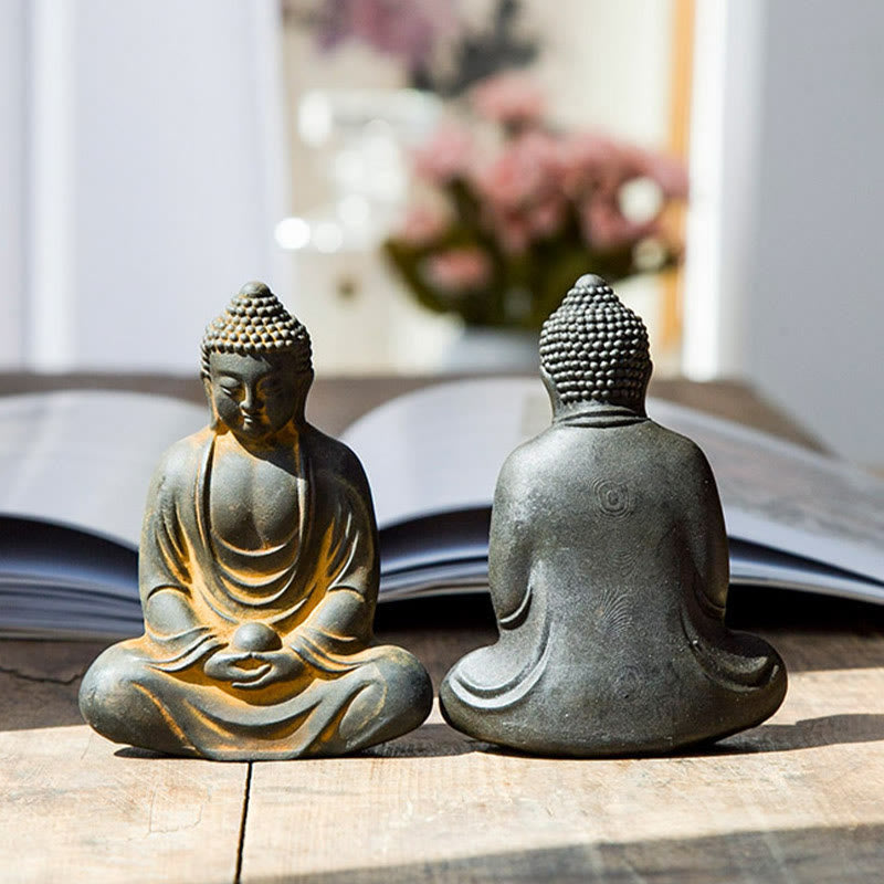 Tibetan Meditating Buddha Statue – close-up of traditional hand mudra, tibetan buddha gesture detail