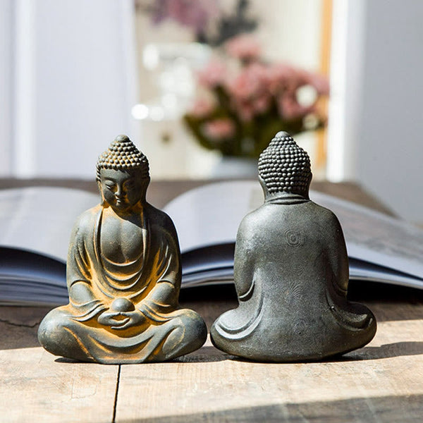Tibetan Meditating Buddha Statue – close-up of traditional hand mudra, tibetan buddha gesture detail